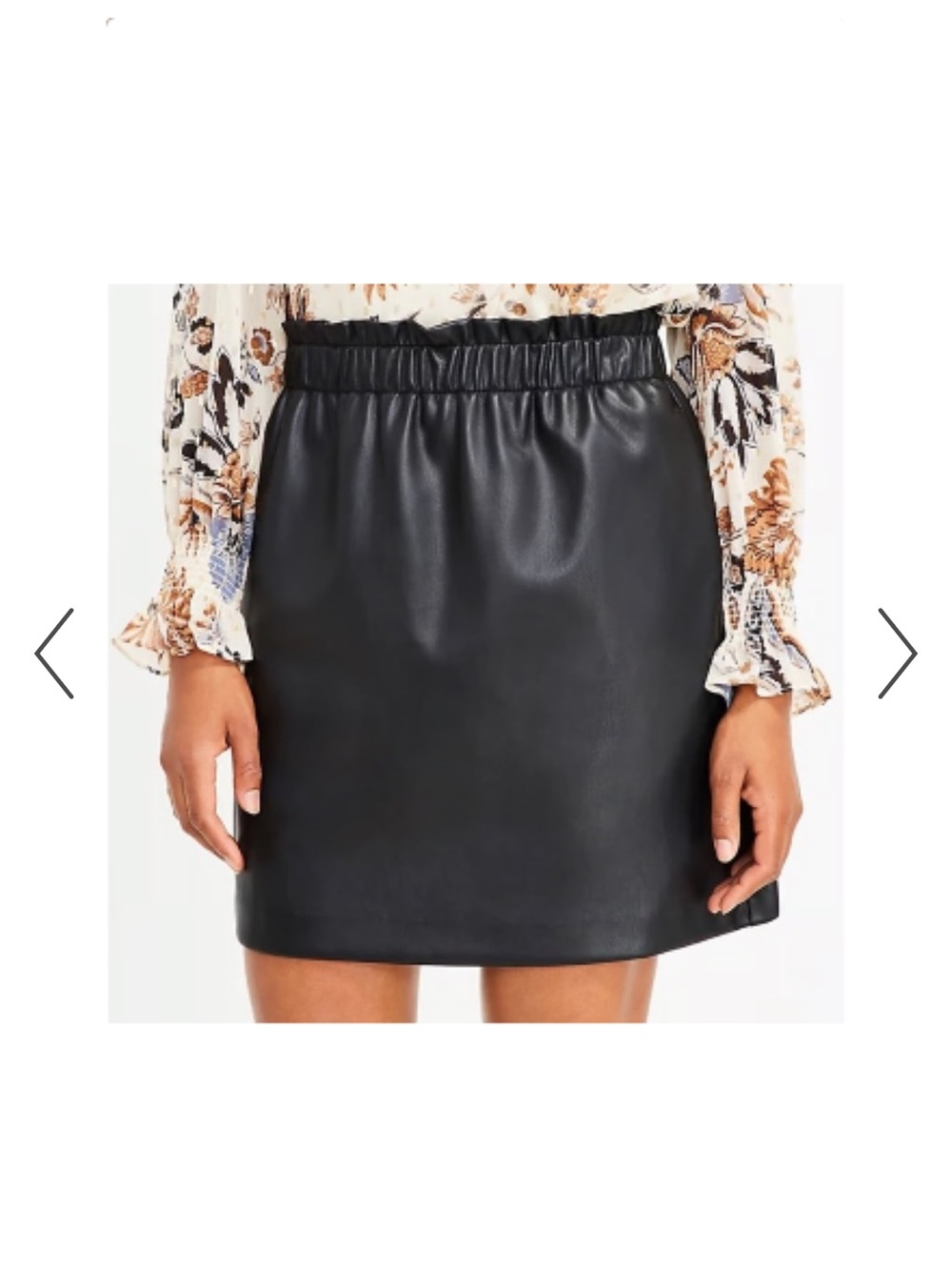 LOFT Faux Leather Black Elastic Waist Mini Skirt